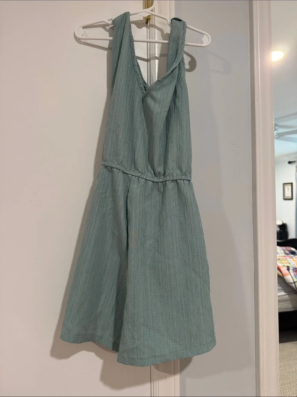 Girls Sage Green Tie-Shoulder One-Piece Romper